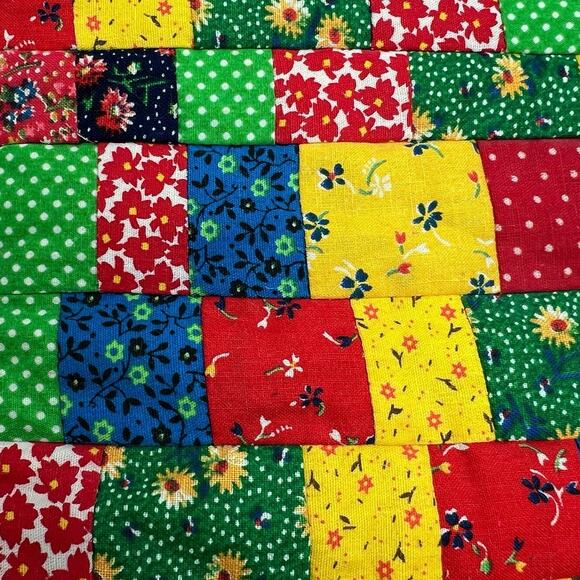 VTG 70s Patchwork Crazy Quilt Stocking Handmade Calico Colorful Christmas Retro - Picture 6 of 13
